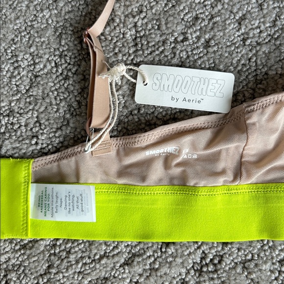 Aerie Smoothez Mesh Plunge Bralette Wireless Triangle Bra Nude Green Size M NEW - Picture 8 of 10